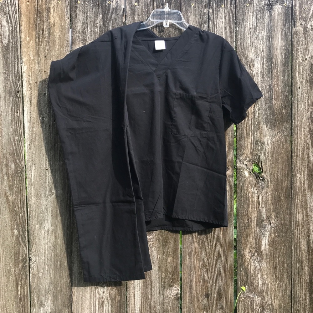 Matching black scrub set